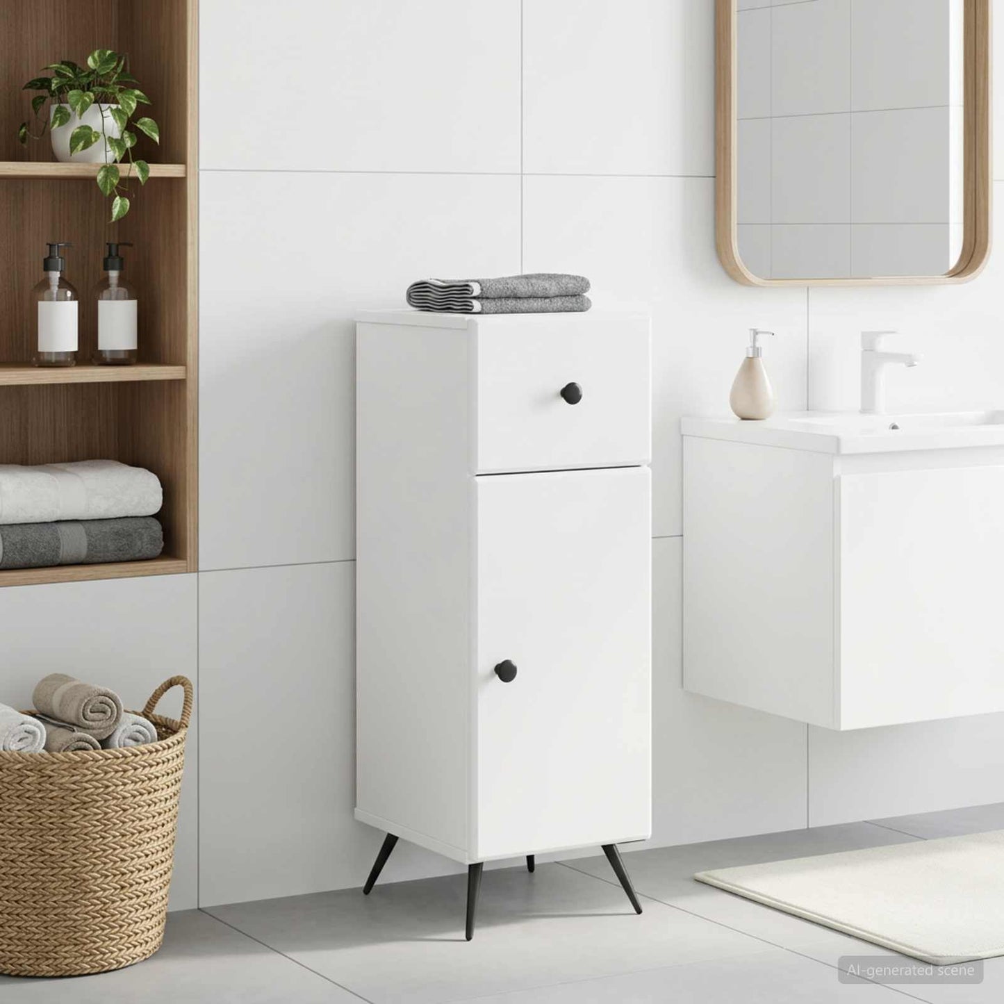 vidaXL Bathroom Storage Cainet BREDA White 30 x 31 x 80 cm 1