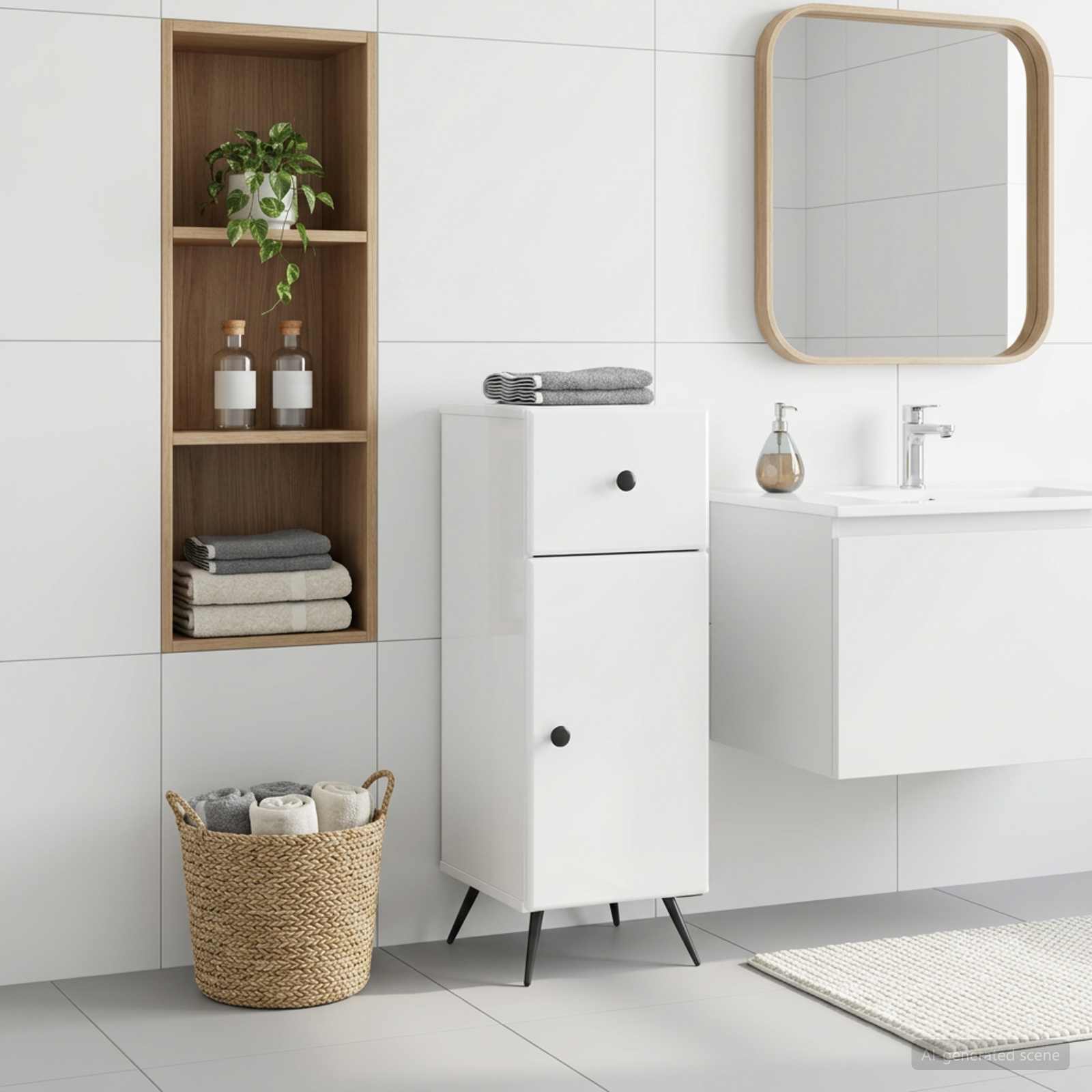 vidaXL Bathroom Storage Cainet BREDA High Gloss White 30 x 31 x 80 cm 1