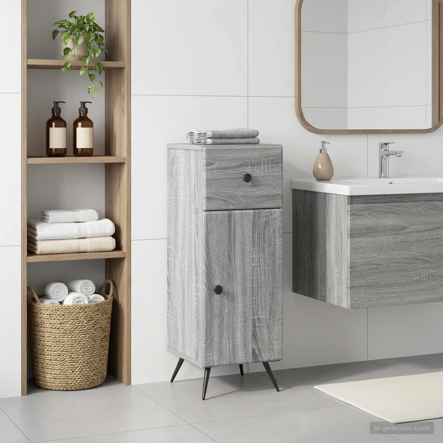 vidaXL Bathroom Storage Cainet BREDA Grey Sonoma 30 x 31 x 80 cm 1