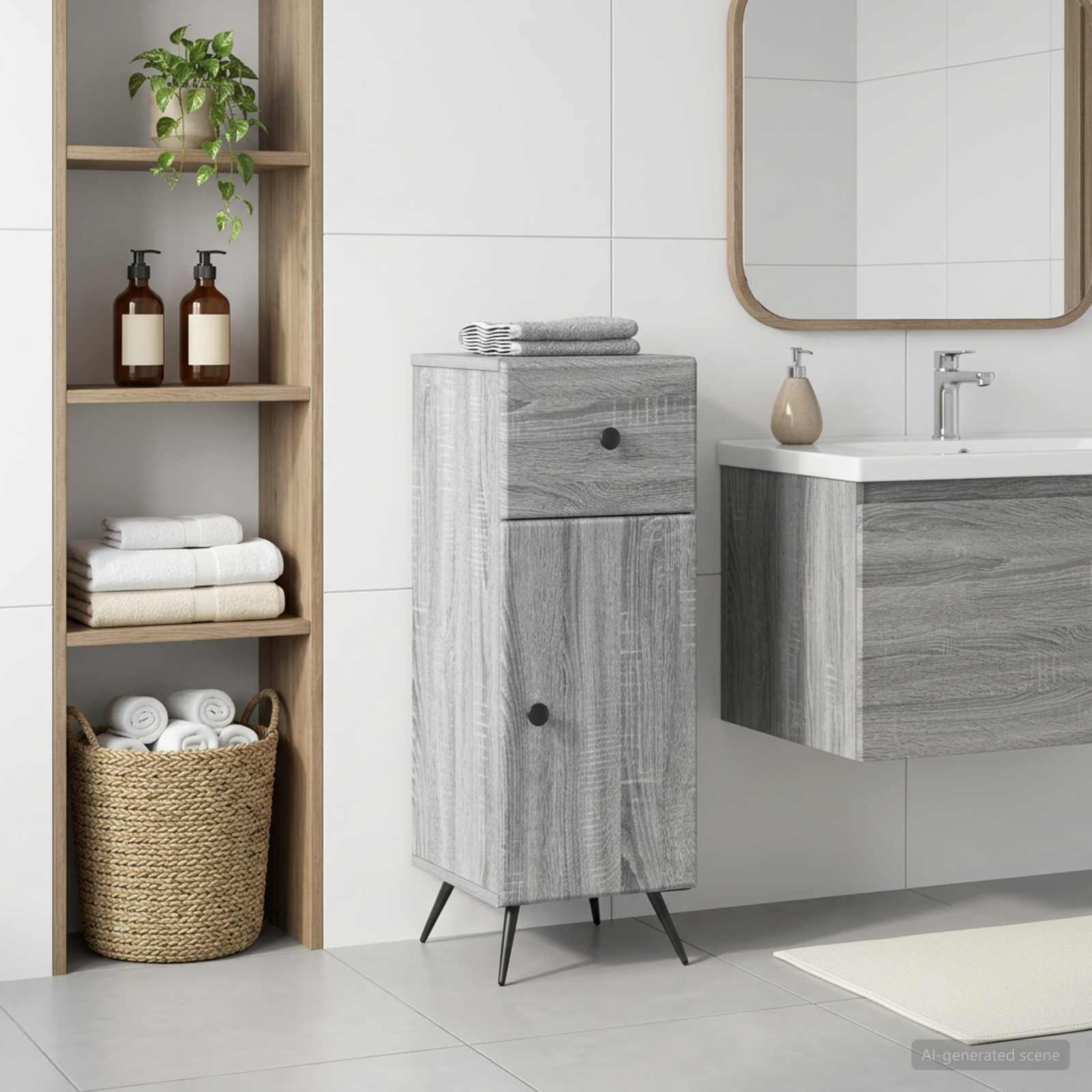 vidaXL Bathroom Storage Cainet BREDA Grey Sonoma 30 x 31 x 80 cm 1