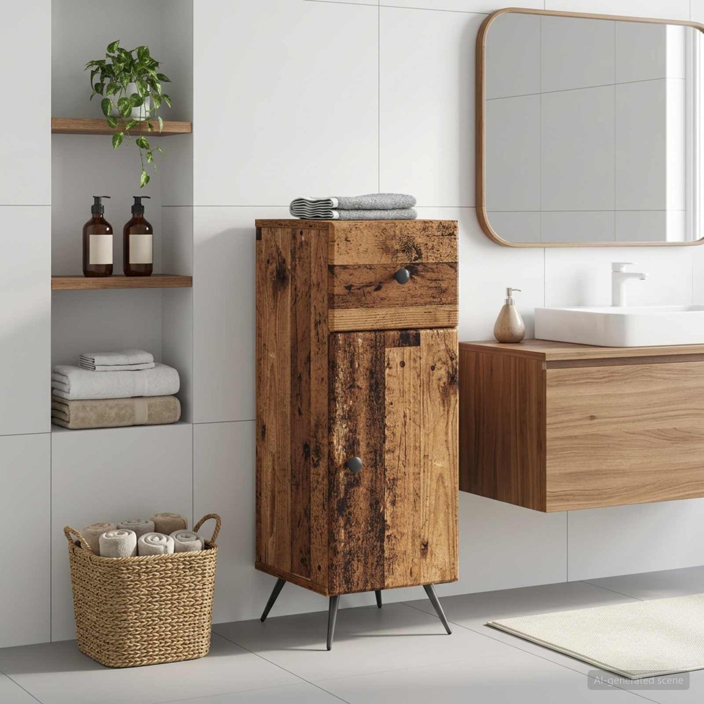 vidaXL Bathroom Storage Cainet BREDA Old Wood 30 x 31 x 80 cm 1