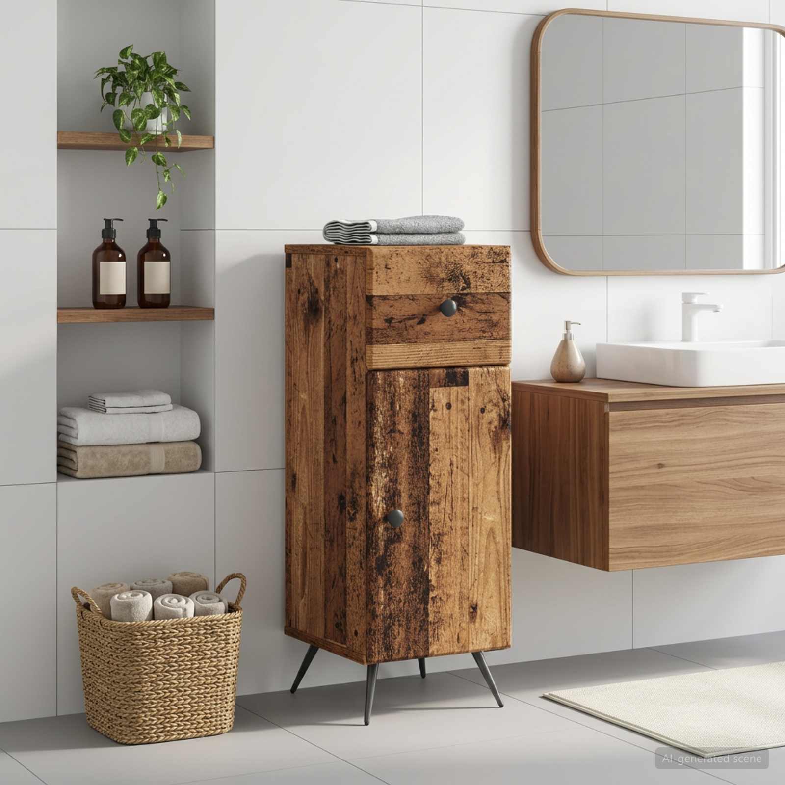vidaXL Bathroom Storage Cainet BREDA Old Wood 30 x 31 x 80 cm 1