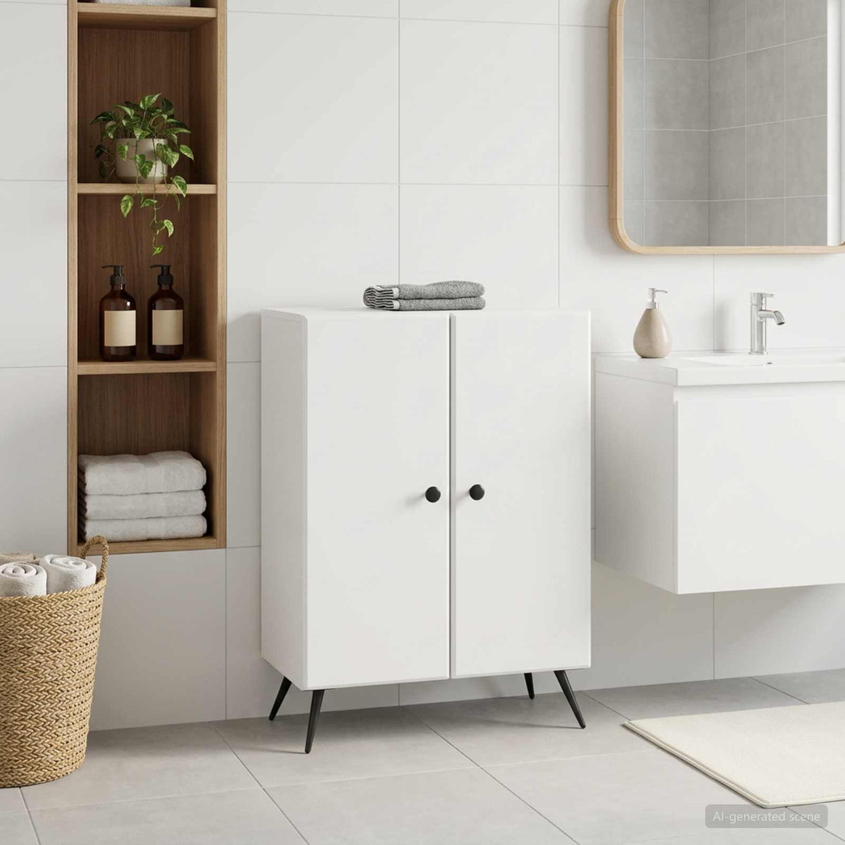 vidaXL Bathroom Storage Cainet BREDA White 59.5 x 31 x 80 cm 1