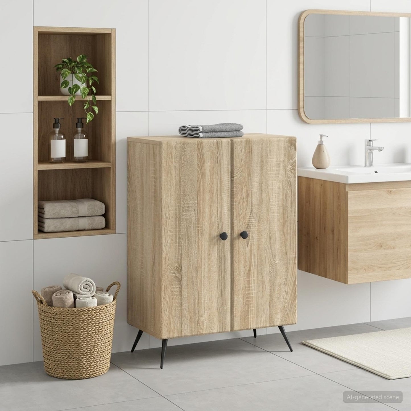 vidaXL Bathroom Storage Cainet BREDA Sonoma Oak 59.5 x 31 x 80 cm 1