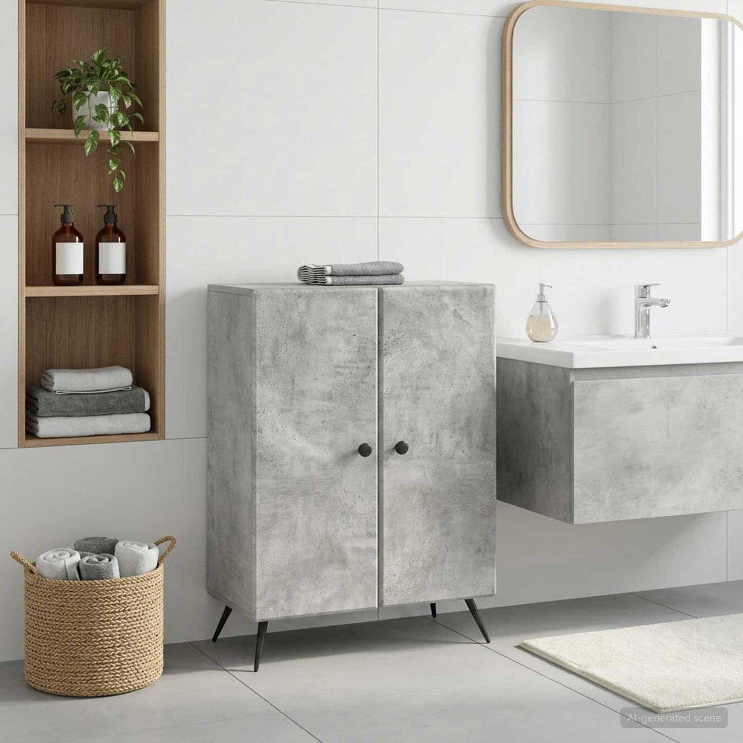 vidaXL Bathroom Storage Cainet BREDA Concrete Grey 59.5 x 31 x 80 cm 1