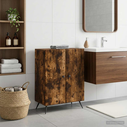 vidaXL Bathroom Storage Cainet BREDA Smoked Oak 59.5 x 31 x 80 cm 1