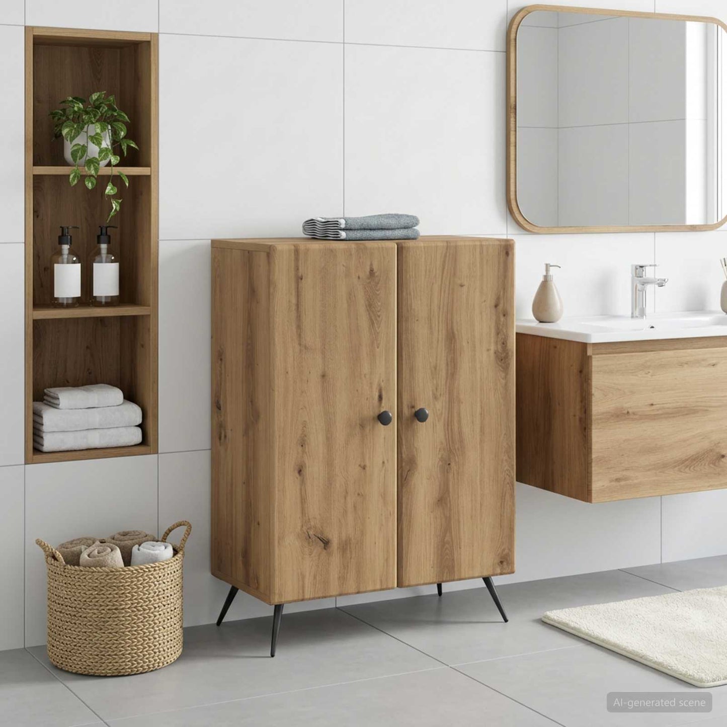 vidaXL Bathroom Storage Cainet BREDA Artisan Oak 59.5 x 31 x 80 cm 1