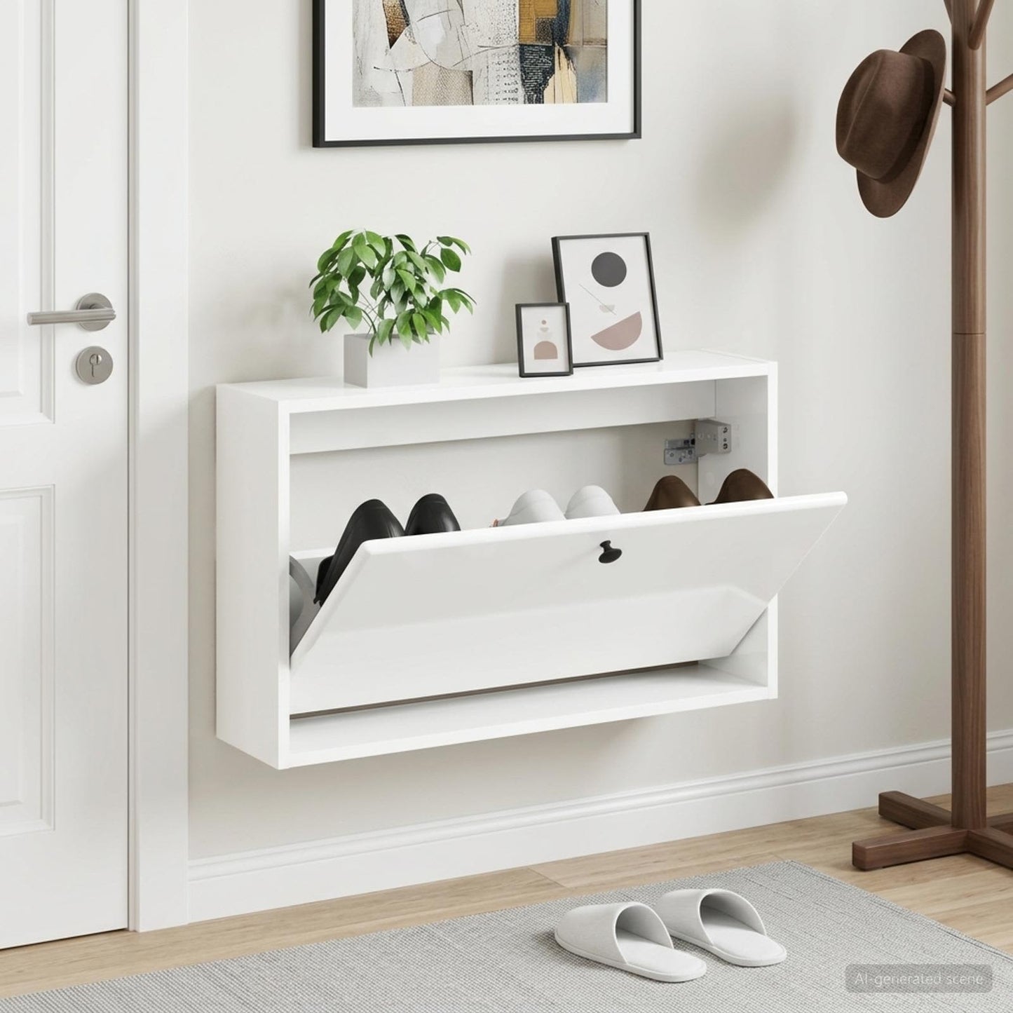 vidaXL Wall-Mounted Shoe Cabinet BREDA 71 x 17 x 43 cm Engineered Wood 1
