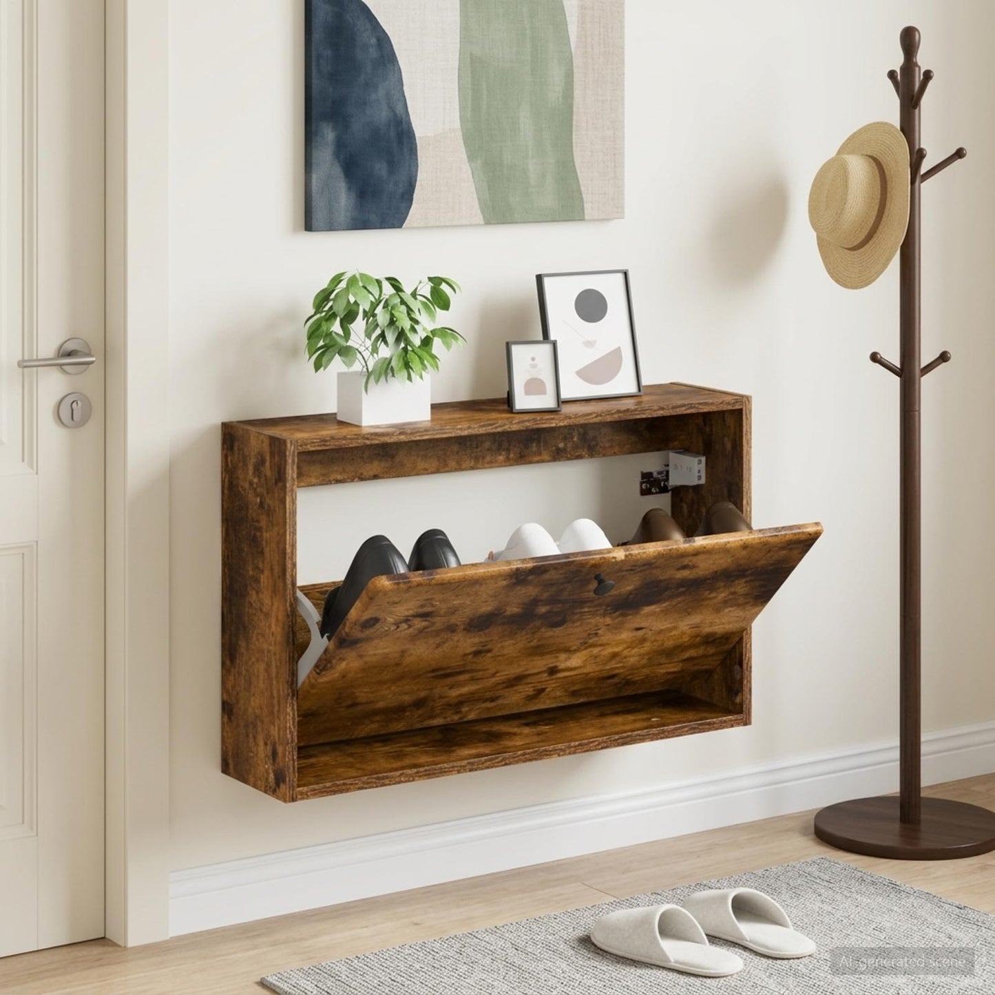 vidaXL Wall-Mounted Shoe Cabinet BREDA 71 x 17 x 43 cm Engineered Wood 1