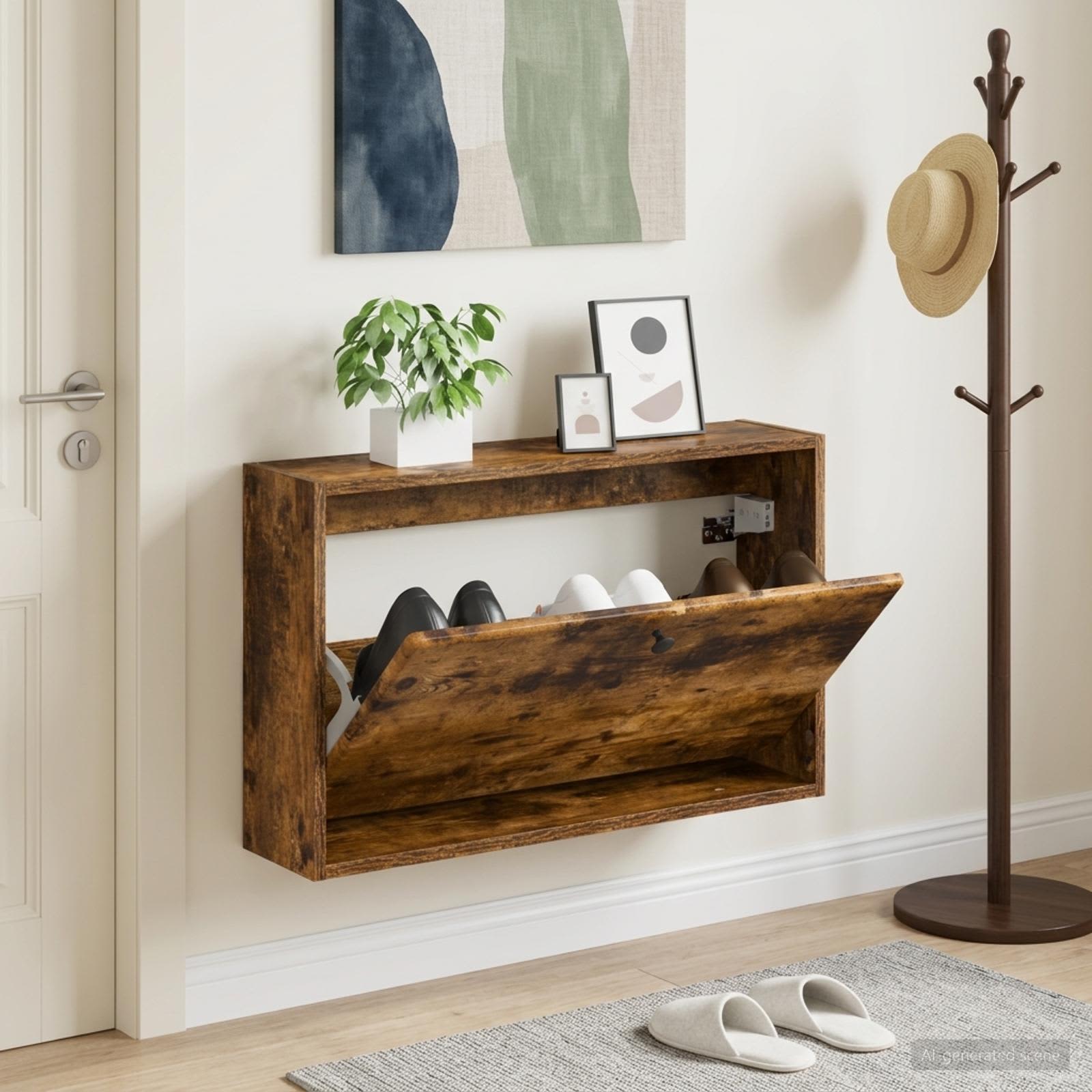 vidaXL Wall-Mounted Shoe Cabinet BREDA 71 x 17 x 43 cm Engineered Wood 1