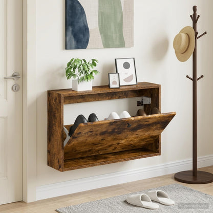 vidaXL Wall-Mounted Shoe Cabinet BREDA 71 x 17 x 43 cm Engineered Wood 1