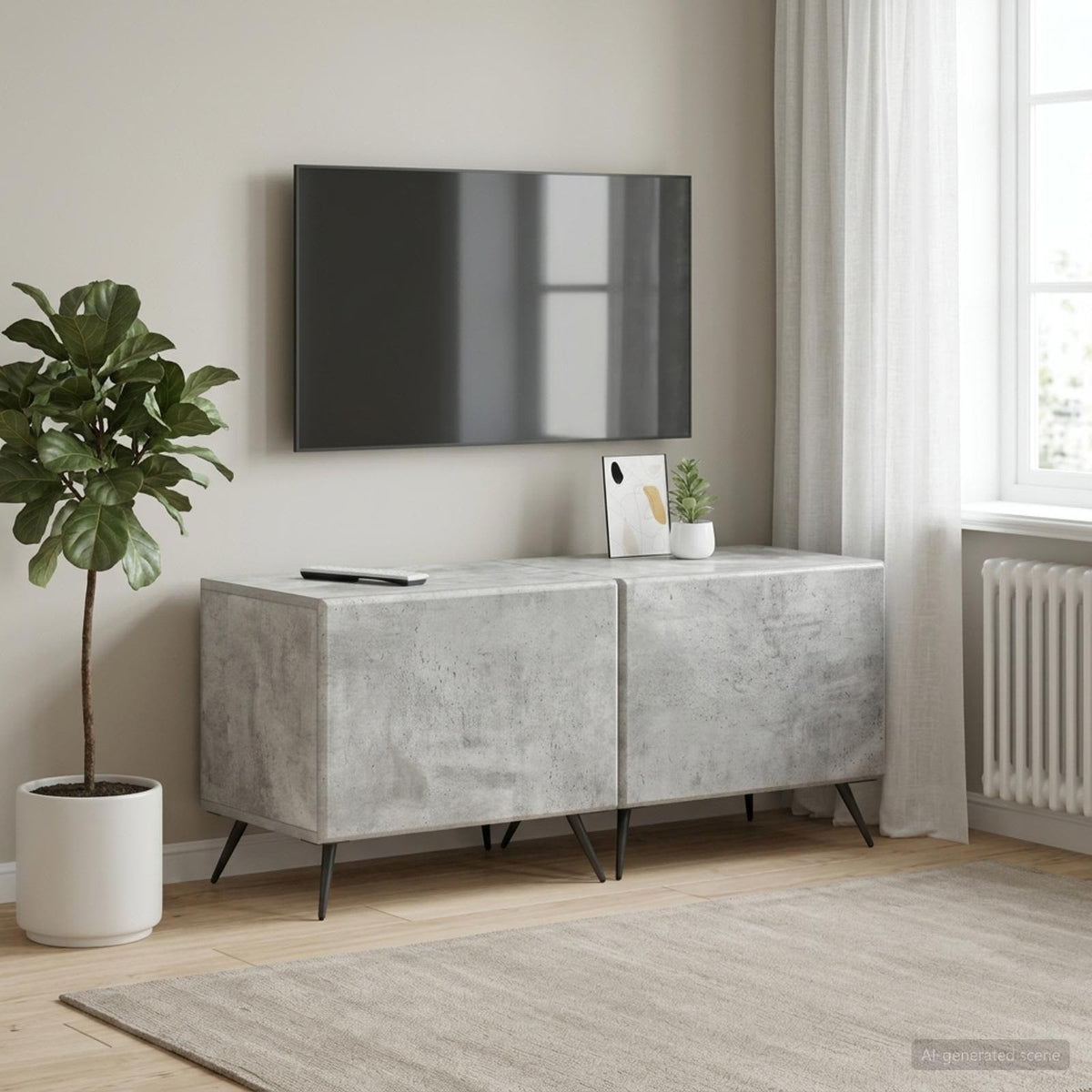 vidaXL TV Cabinet Concrete Grey Engineered Wood 1