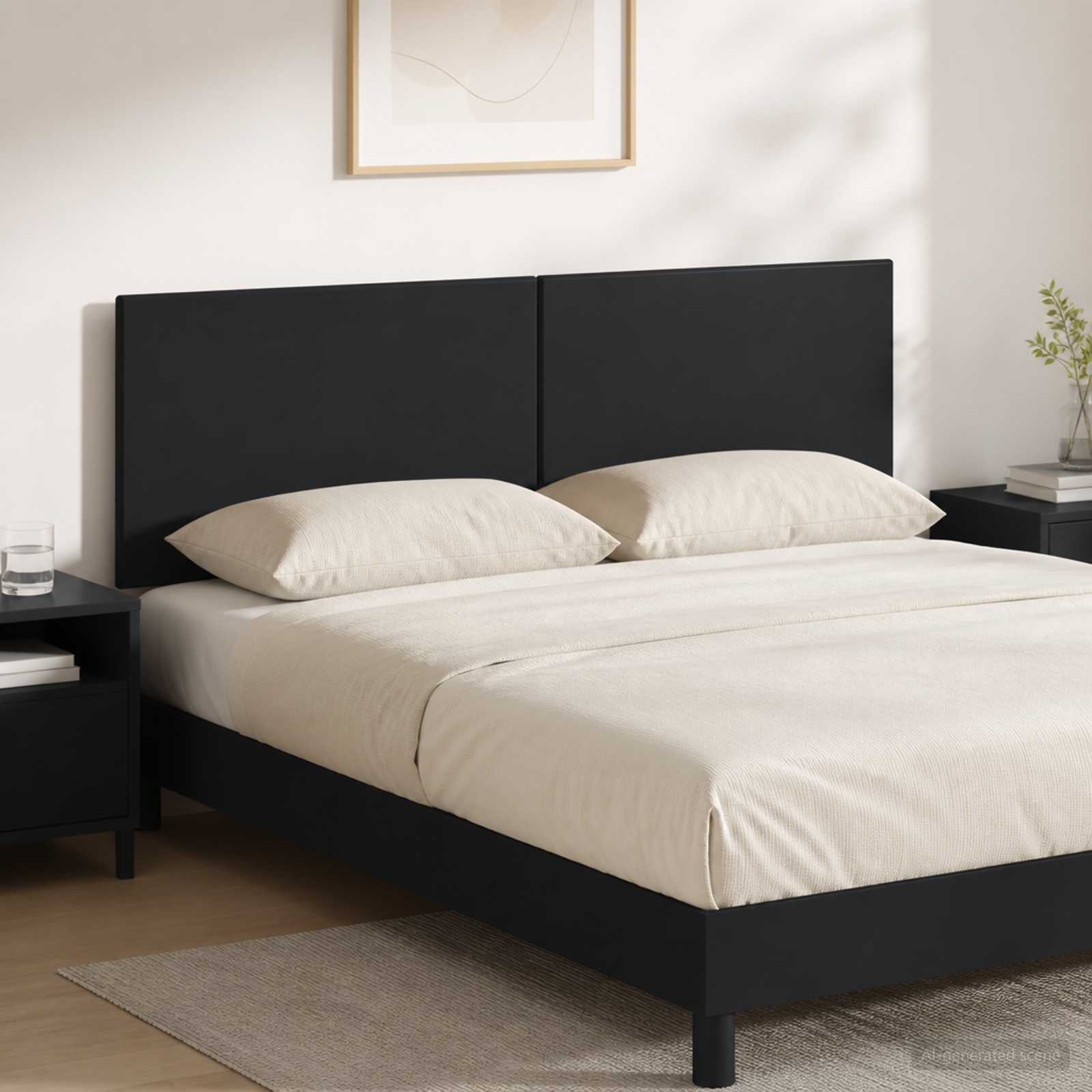 vidaXL Wall-Mounted Headboard BREDA Black Engineered Wood 1