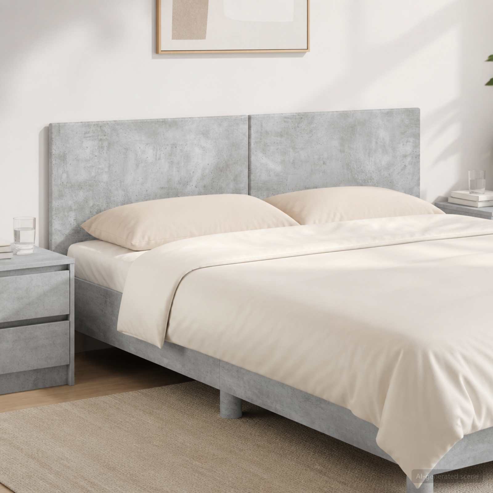 vidaXL Wall-Mounted Headboard BREDA Concrete Grey Engineered Wood 1