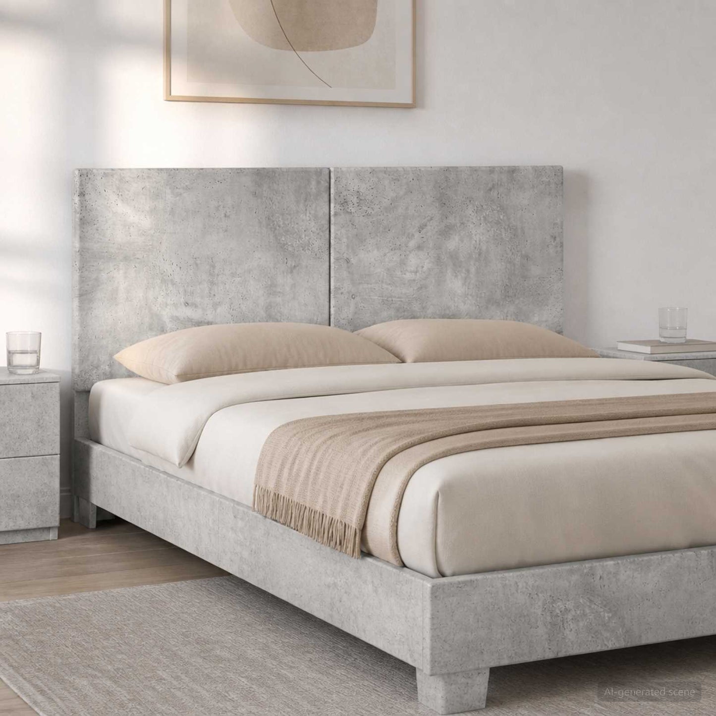vidaXL Wall-Mounted Headboard BREDA Concrete Grey Engineered Wood 1