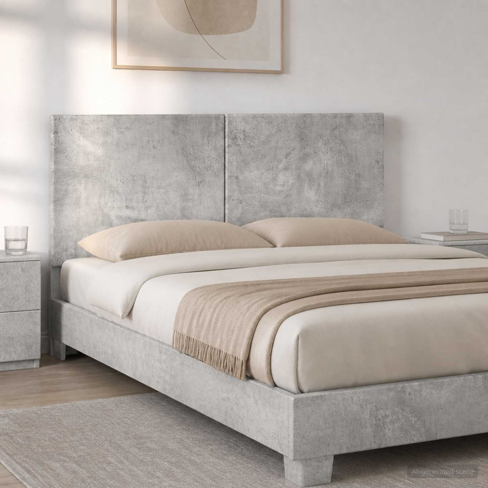 vidaXL Wall-Mounted Headboard BREDA Concrete Grey Engineered Wood 1