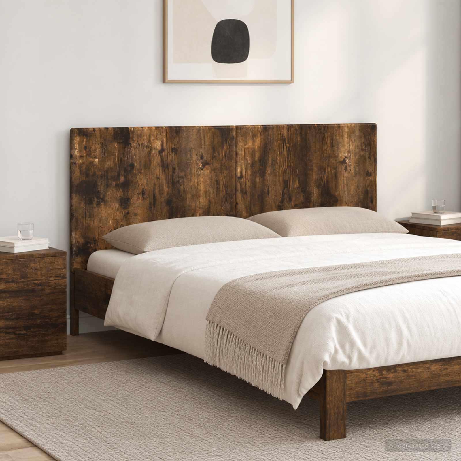 vidaXL Wall-Mounted Headboard BREDA Smoked Oak Engineered Wood 1