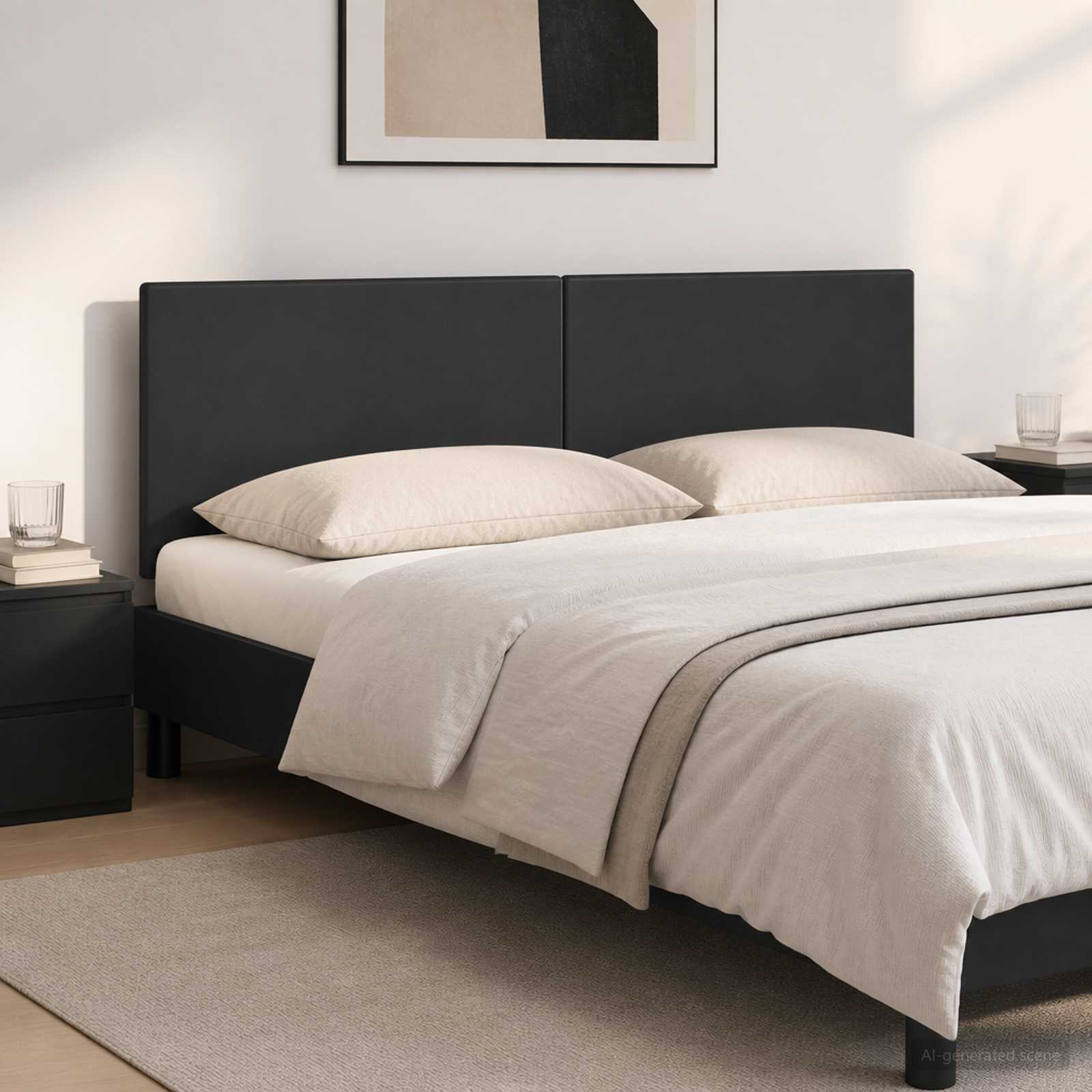 vidaXL Wall-Mounted Headboard BREDA Black Engineered Wood 1