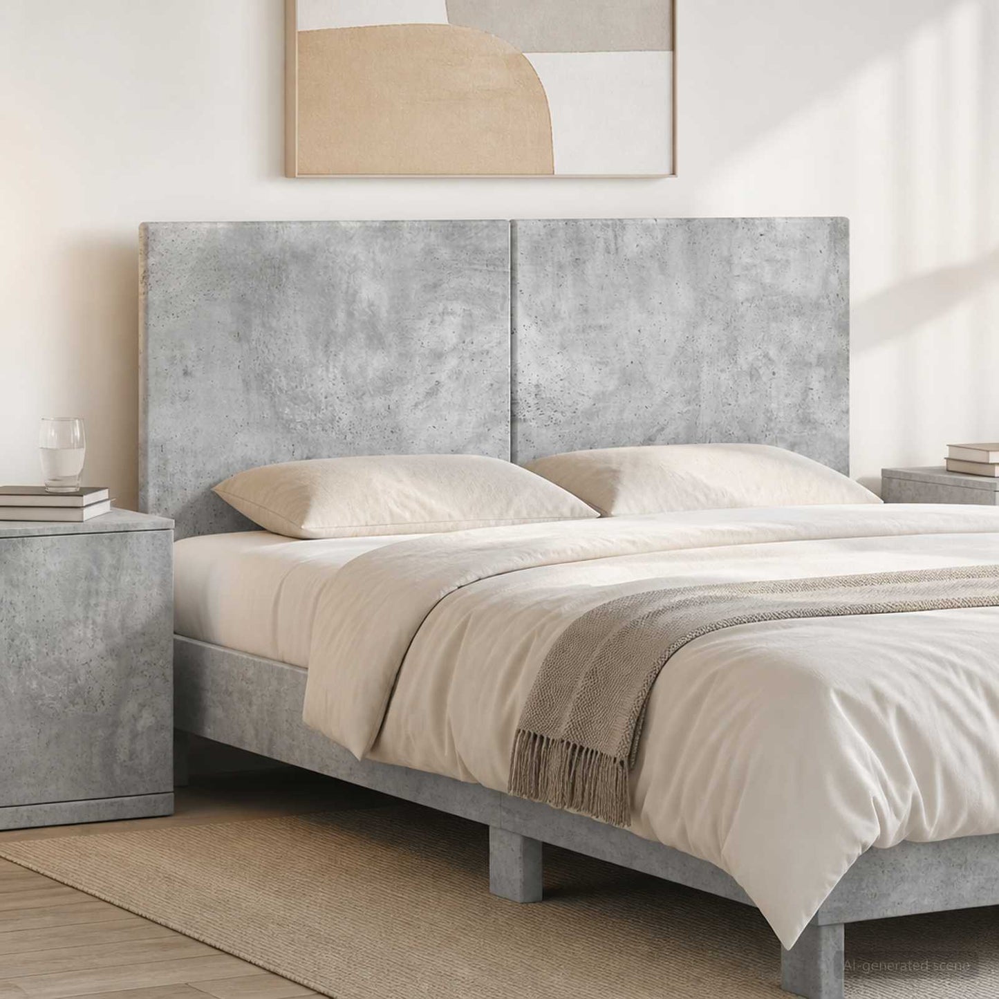 vidaXL Wall-Mounted Headboard BREDA Concrete Grey Engineered Wood 1