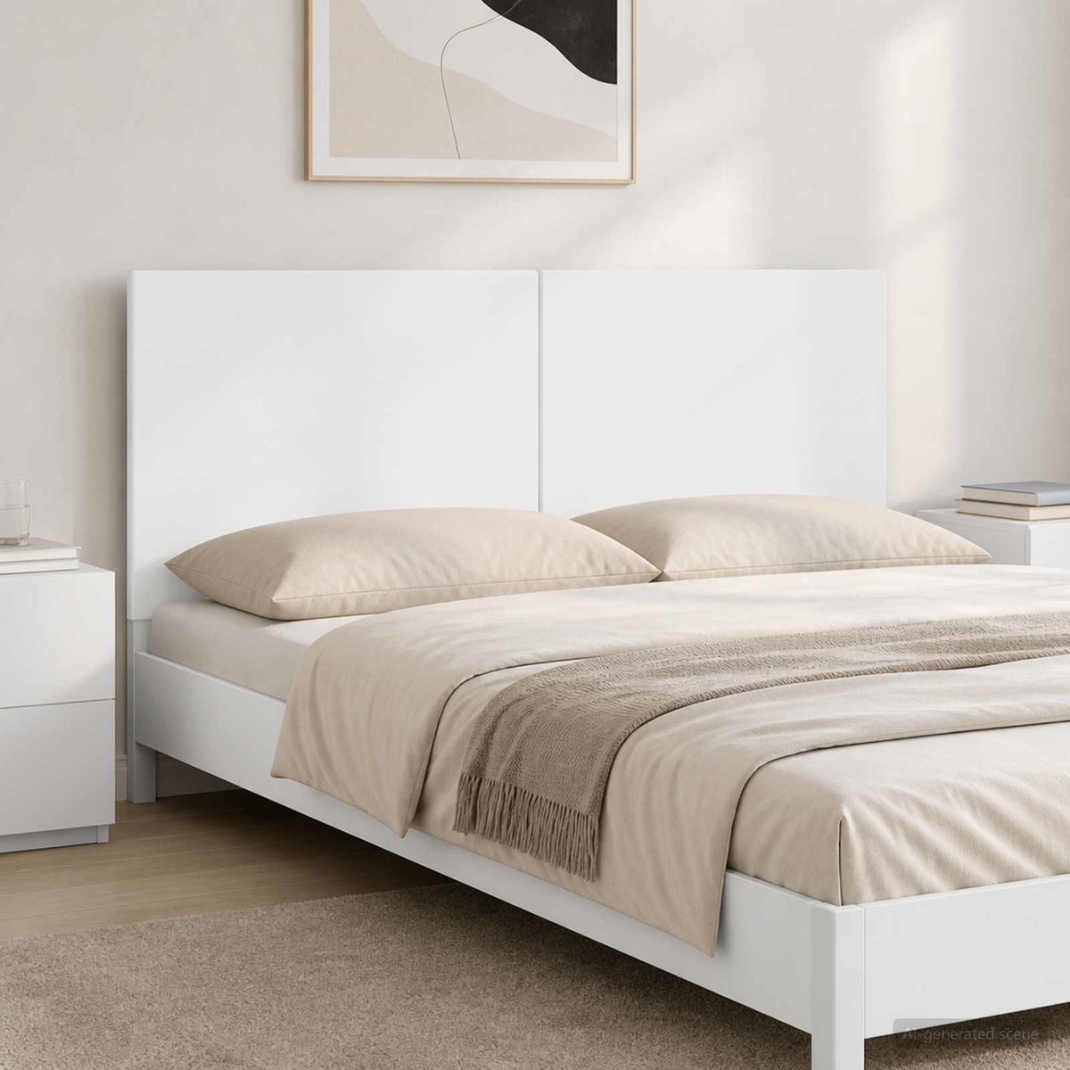 Wall-Mounted Headboard BREDA Engineered Wood Width 120 cm High gloss white