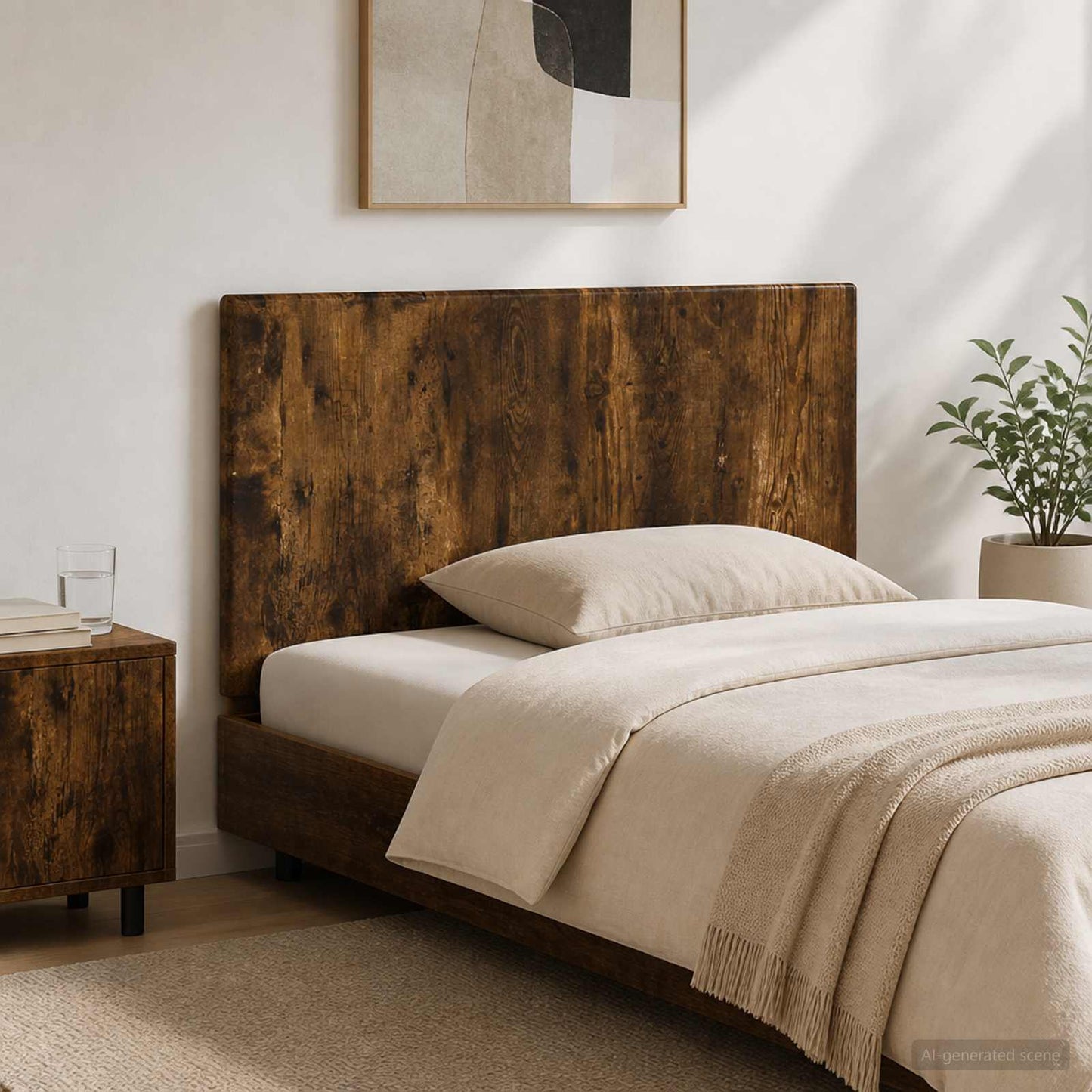 vidaXL Wall-Mounted Headboard BREDA Smoked Oak Engineered Wood 1