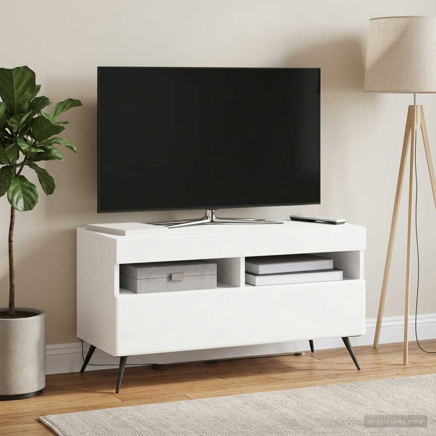 vidaXL LED TV Cabinet White Engineered Wood 4