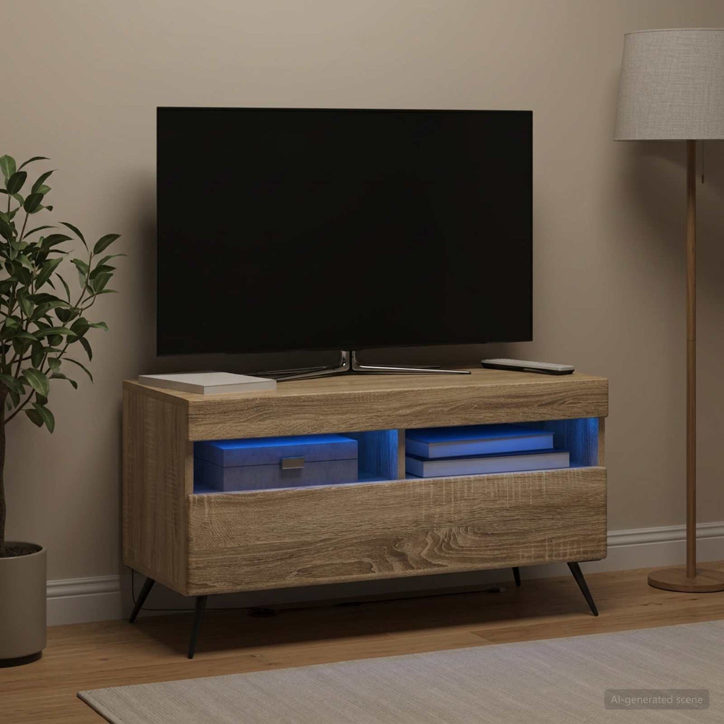 vidaXL LED TV Cabinet Sonoma Oak Engineered Wood 4