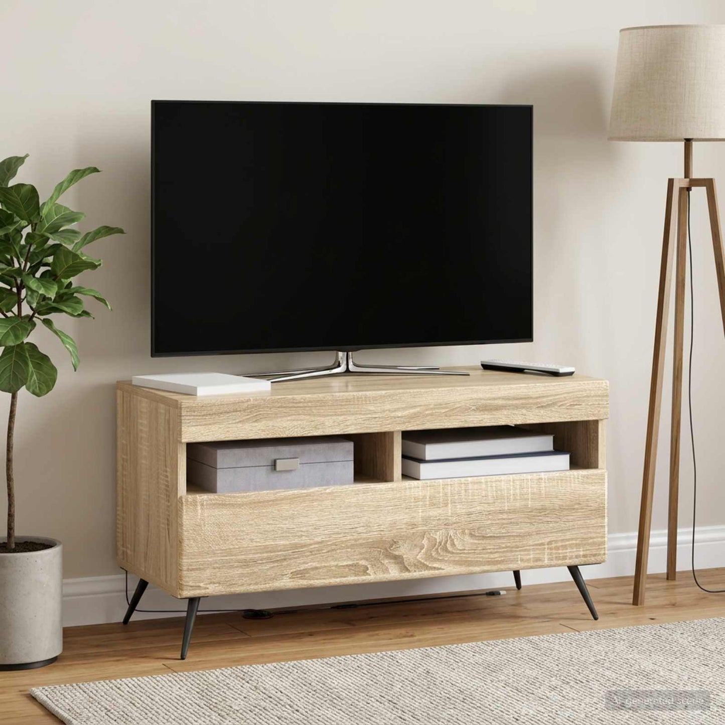 vidaXL LED TV Cabinet Sonoma Oak Engineered Wood 1