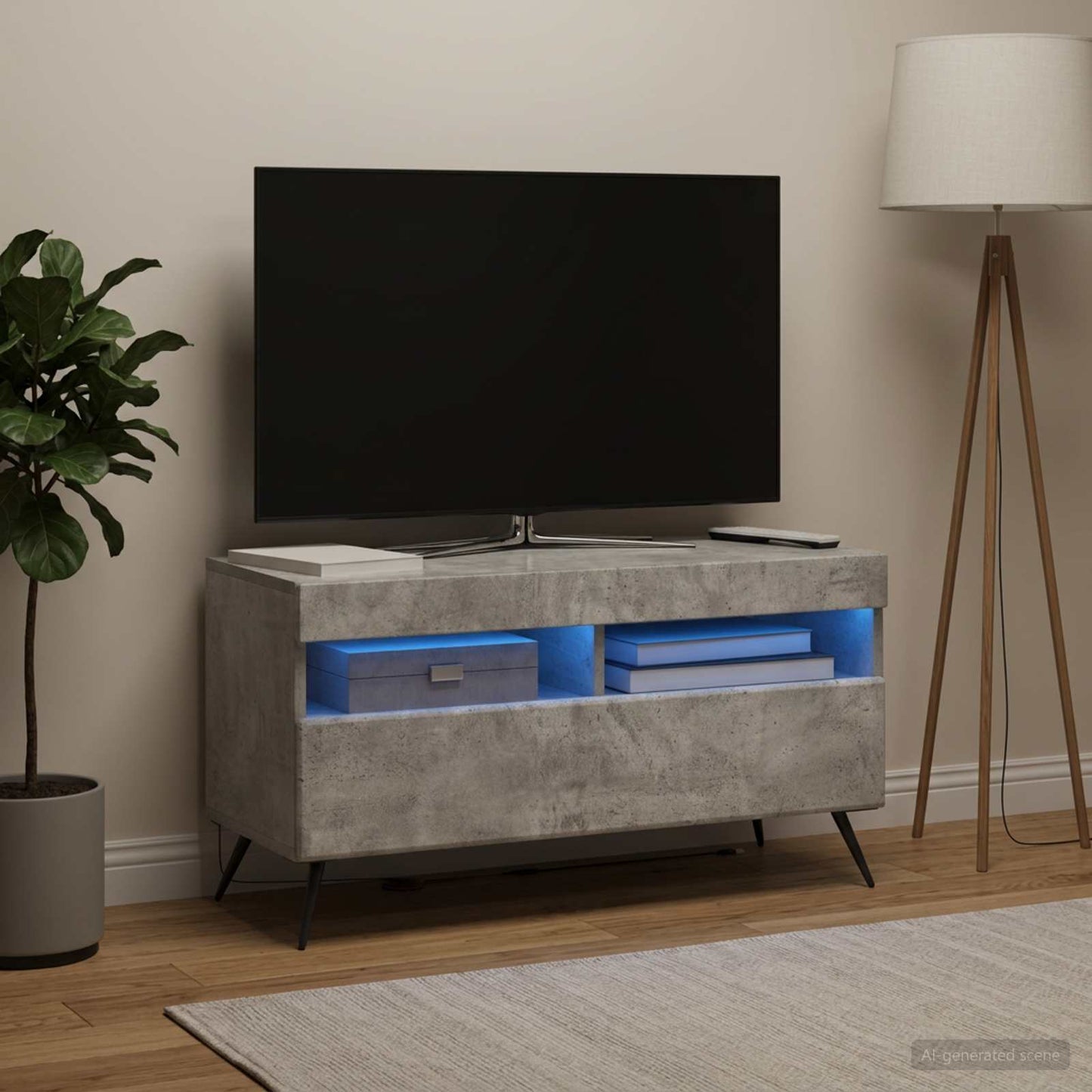 vidaXL LED TV Cabinet Concrete Grey Engineered Wood 4