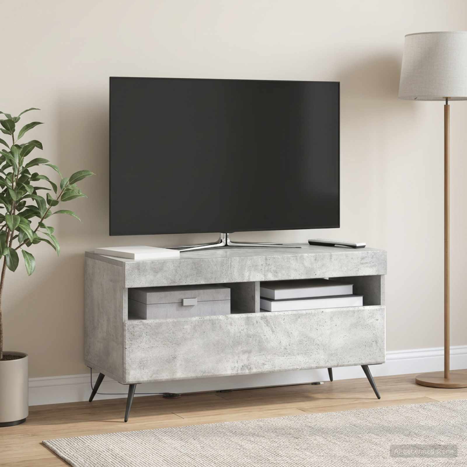 vidaXL LED TV Cabinet Concrete Grey Engineered Wood 1