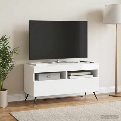 LED TV Cabinet Engineered Wood High gloss white