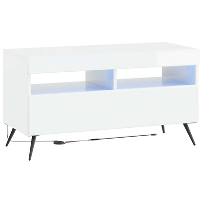 LED TV Cabinet Engineered Wood High gloss white