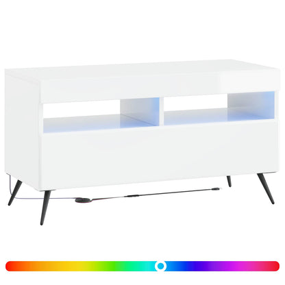 LED TV Cabinet Engineered Wood High gloss white