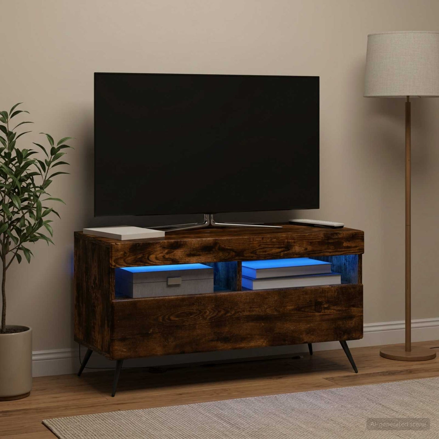 vidaXL LED TV Cabinet Smoked Oak Engineered Wood 1