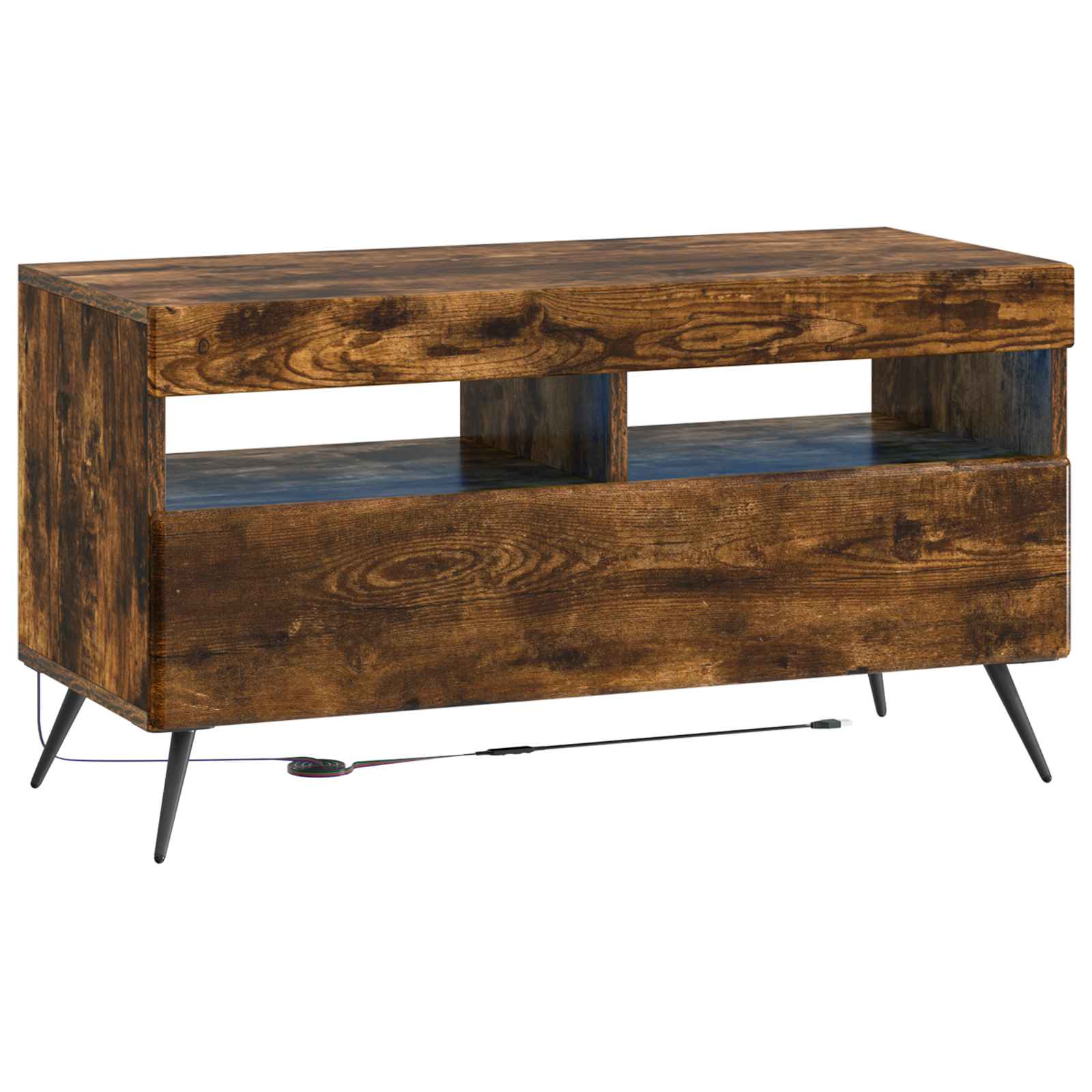 vidaXL LED TV Cabinet Smoked Oak Engineered Wood 2