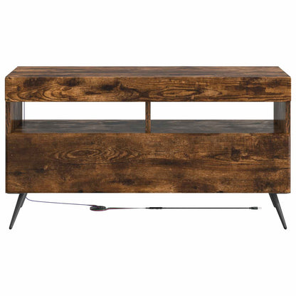 vidaXL LED TV Cabinet Smoked Oak Engineered Wood 6