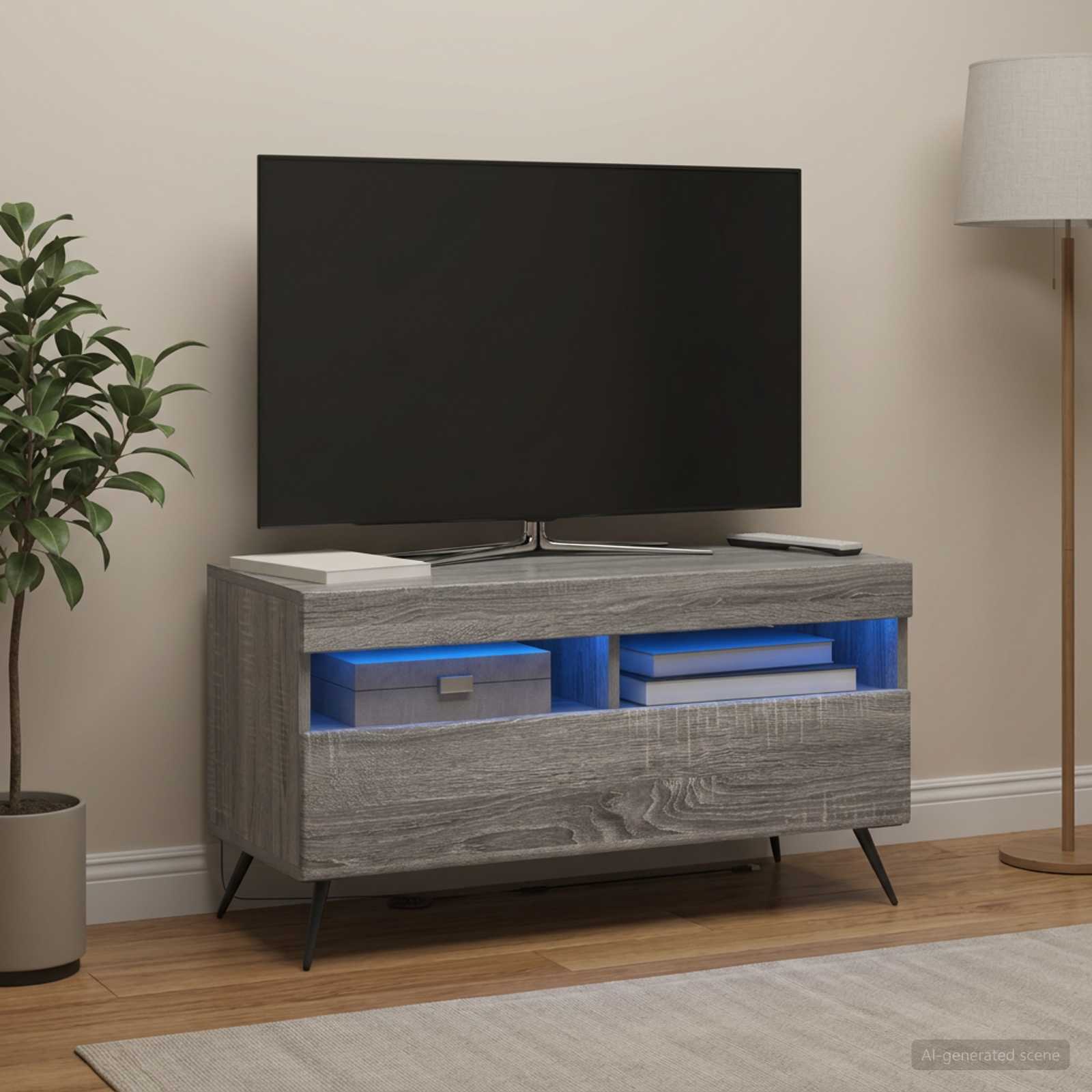 vidaXL LED TV Cabinet Grey Sonoma Engineered Wood 4