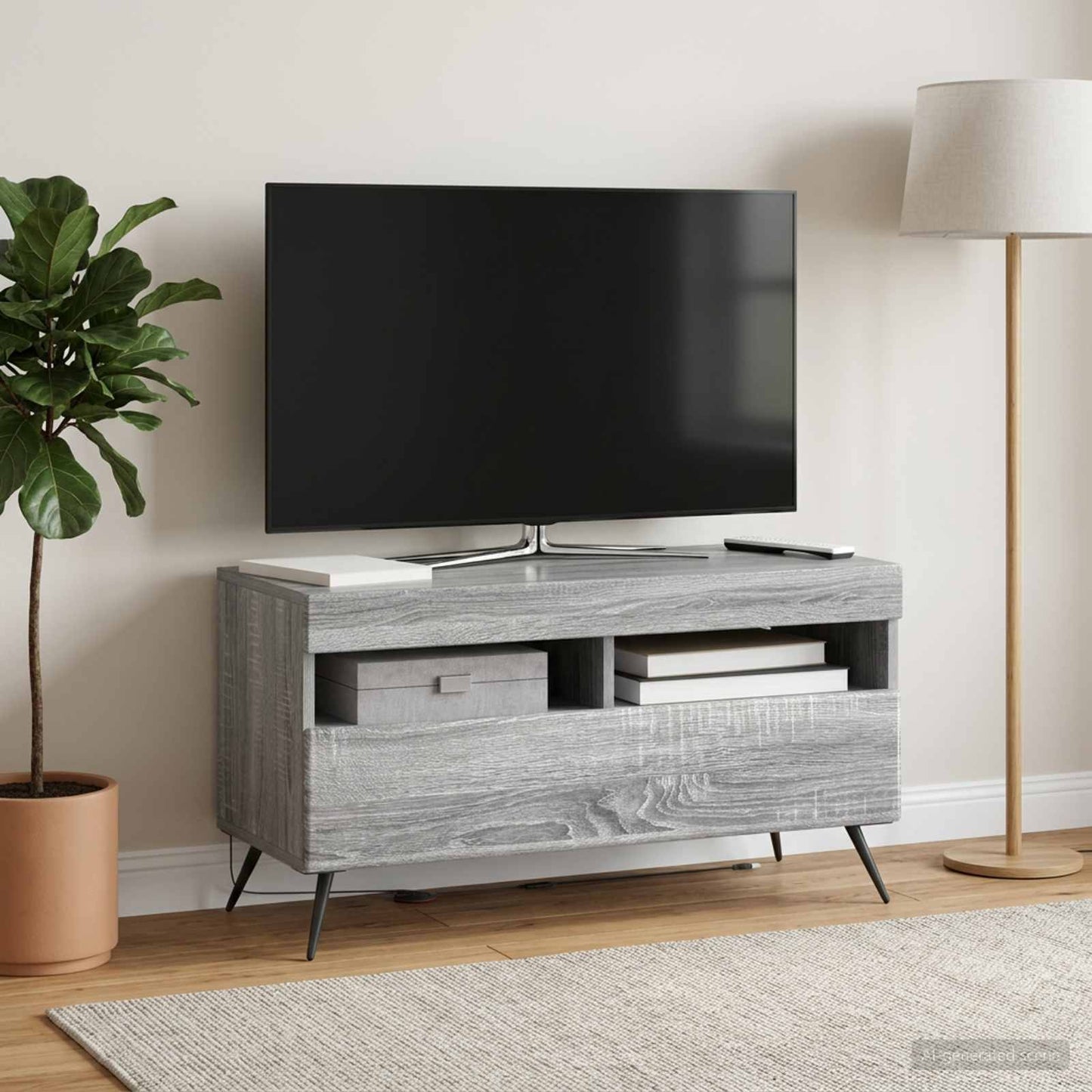 vidaXL LED TV Cabinet Grey Sonoma Engineered Wood 1