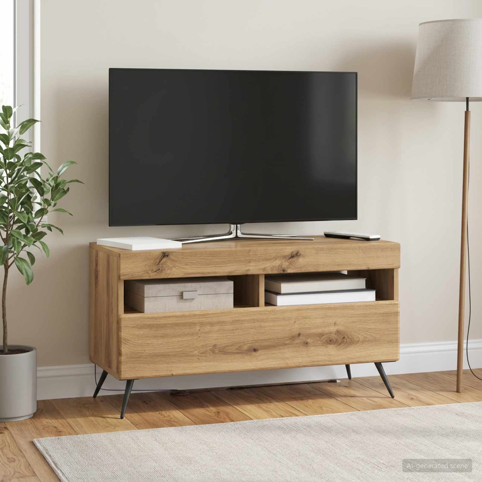 vidaXL LED TV Cabinet Artisan Oak Engineered Wood 4