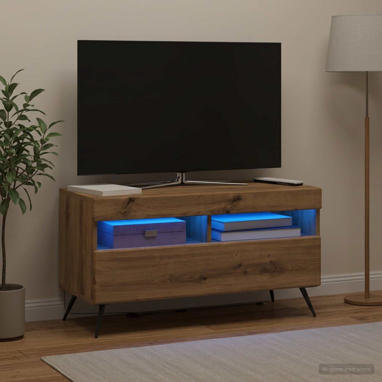 vidaXL LED TV Cabinet Artisan Oak Engineered Wood 1
