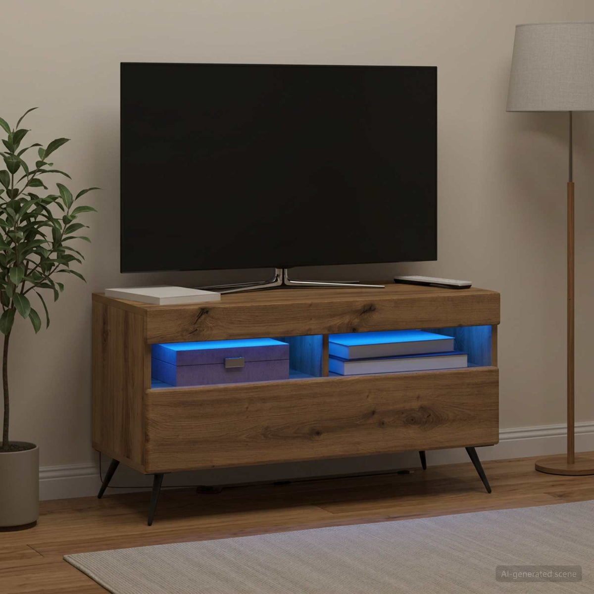 LED TV Cabinet Engineered Wood Artisan oak
