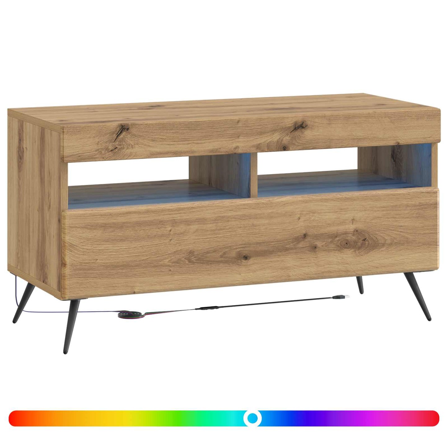 vidaXL LED TV Cabinet Artisan Oak Engineered Wood 3