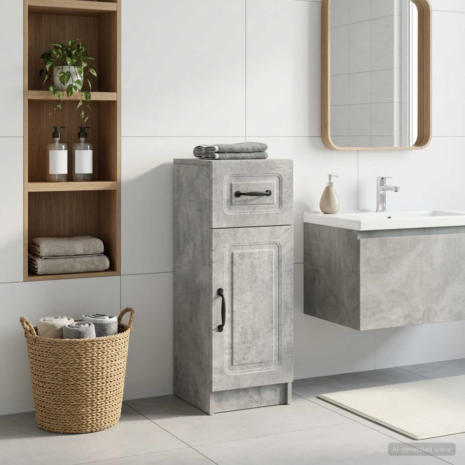 vidaXL Bathroom Storage Cainet UTRECHT Concrete Grey 30 x 31 x 77 cm 1