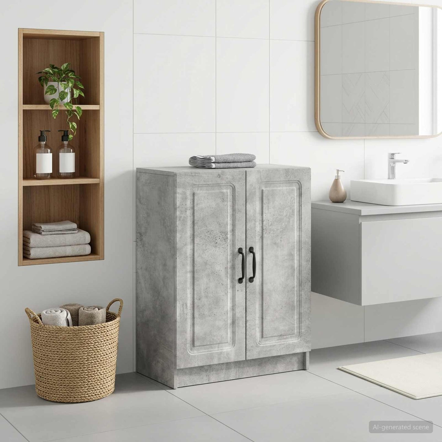 vidaXL Bathroom Storage Cainet UTRECHT Concrete Grey 59.5 x 31 x 77 cm 1