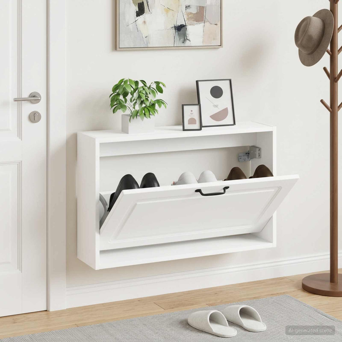 vidaXL Wall-Mounted Shoe Cabinet UTRECHT 71 x 17 x 43 cm White 1