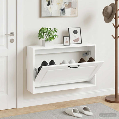vidaXL Wall-Mounted Shoe Cabinet UTRECHT 71 x 17 x 43 cm White 1