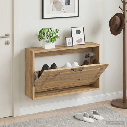 vidaXL Wall-Mounted Shoe Cabinet UTRECHT 71 x 17 x 43 cm Artisan Oak 1