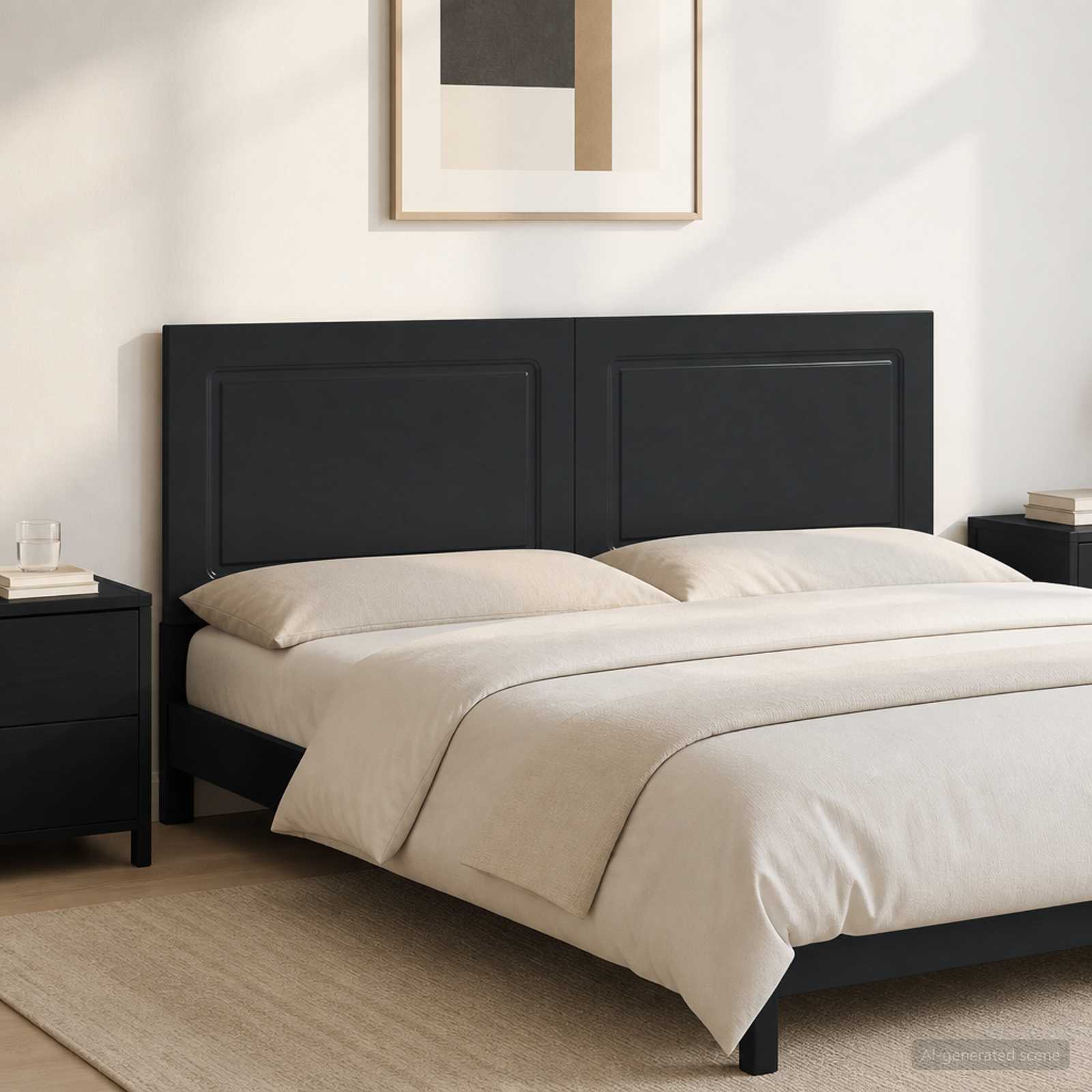 vidaXL Wall-Mounted Headboard UTRECHT Black Engineered Wood 1