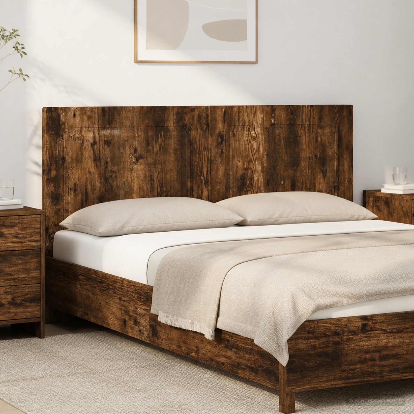 vidaXL Wall-Mounted Headboard UTRECHT Smoked Oak Engineered Wood 1