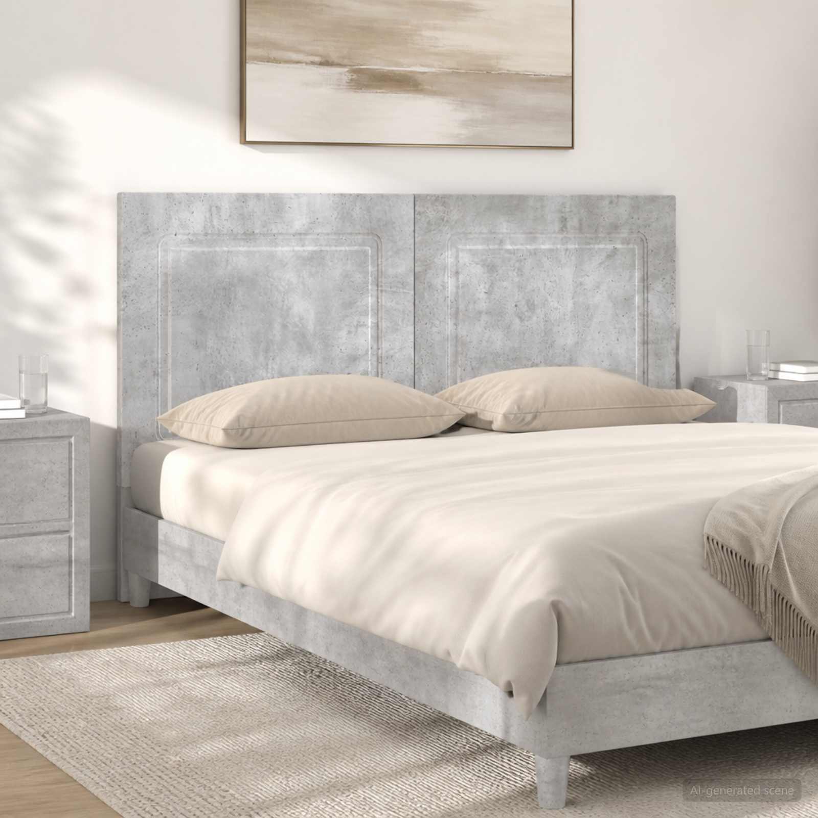 vidaXL Wall-Mounted Headboard UTRECHT Concrete Grey Engineered Wood 1